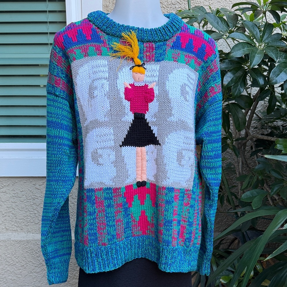 Colorful Viveanne’s Palette Women's Cotton Knit Sweater with Unique Design